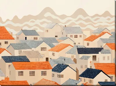 Картина маслом Крыши домов №8