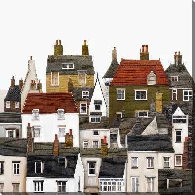 Картина маслом Крыши домов №11