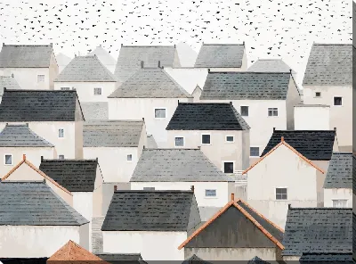 Картина маслом Крыши домов №14