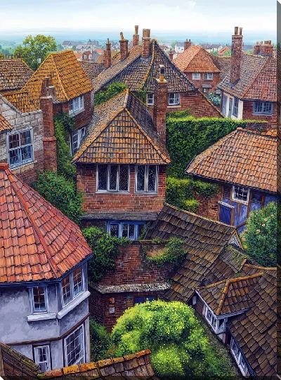 Картина маслом Крыши домов №15