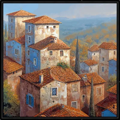 Картина Домики с красными крышами №17