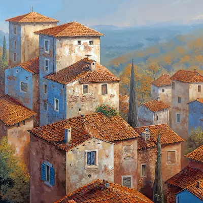 Плакат Домики с красными крышами №17