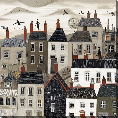 Картина маслом Крыши домов №19