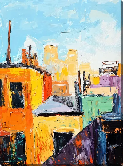 Картина маслом Крыши домов №24