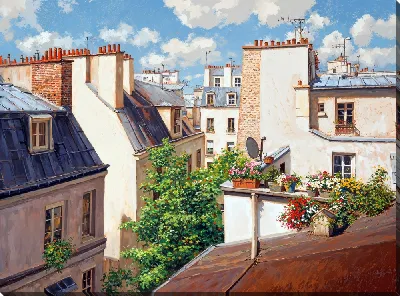 Картина маслом Крыши домов №26