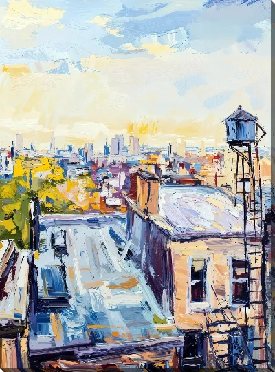 Картина маслом Крыши домов №27