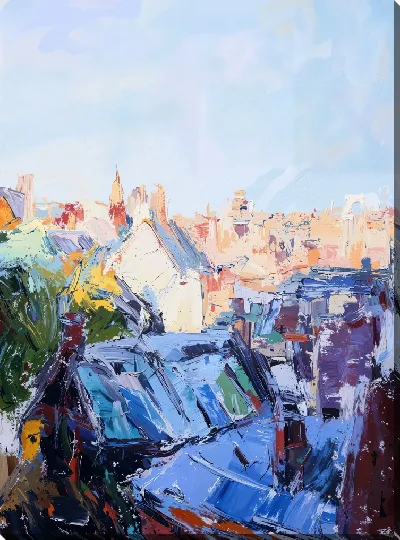 Картина маслом Крыши домов №29