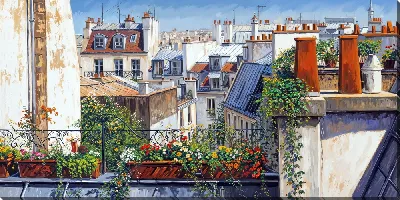 Картина маслом Крыши домов №30