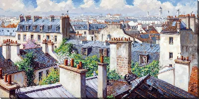 Картина маслом Крыши домов №31