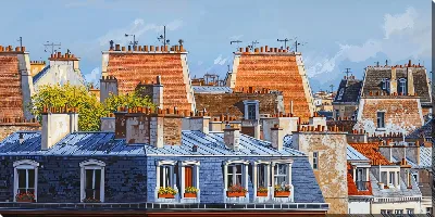 Картина маслом Крыши домов №34