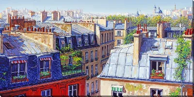 Картина маслом Крыши домов №40