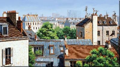 Картина маслом Крыши домов №41