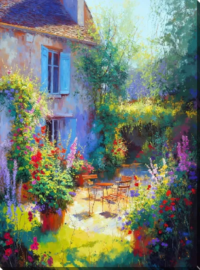 Картина маслом Дом в саду №24