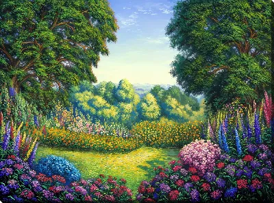 Картина маслом Сады цветут №27