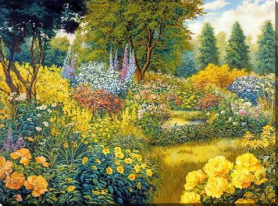 Картина маслом Цветущий сад №29