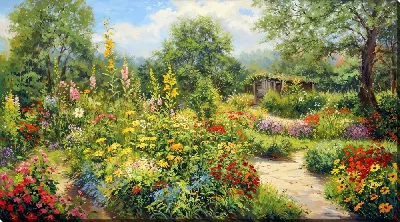 Картина маслом Летний сад №42