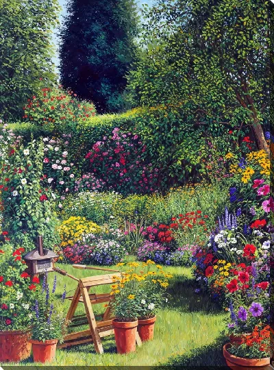Картина маслом Сад цветов №7