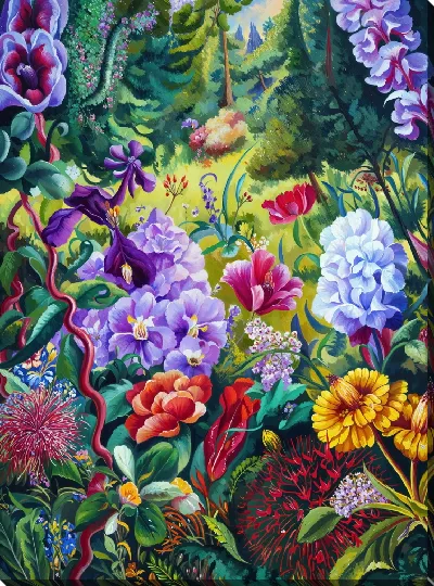 Картина маслом Сад цветов №12