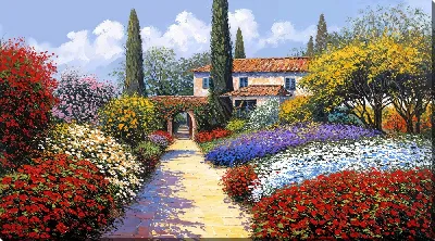 Картина маслом Сад цветов №17