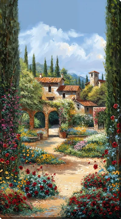 Картина маслом Сад цветов №18