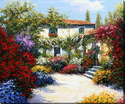 Картина маслом Сад цветов №20