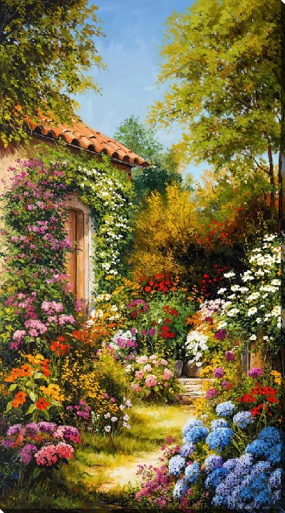 Картина маслом Сад цветов №21