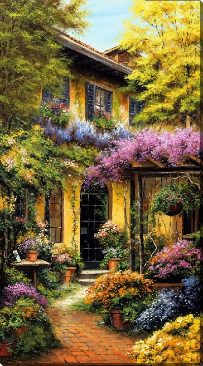 Картина маслом Сад цветов №22