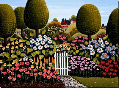 Картина маслом Сад цветов №24