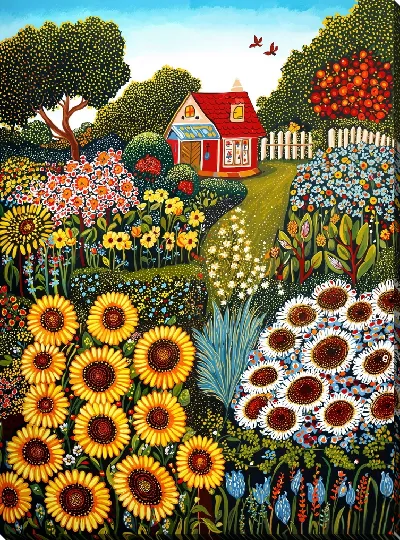 Картина маслом Сад цветов №25