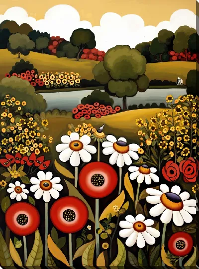 Картина маслом Сад цветов №26