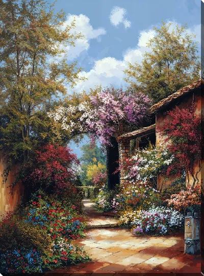 Картина маслом Сад цветов №27