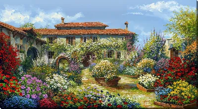 Картина маслом Цветы сад №33