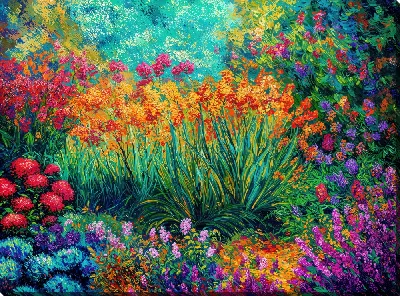 Картина маслом Сад цветов №42