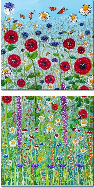 Модульная картина Цветы в саду летние №1