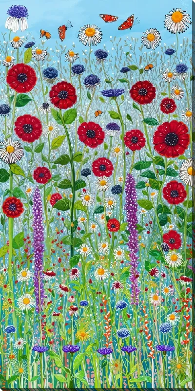 Картина маслом Цветы в саду летние №1