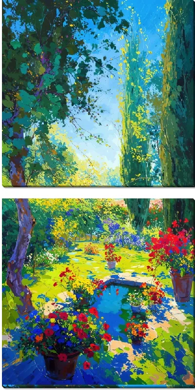 Модульная картина Летний сад с цветами №50