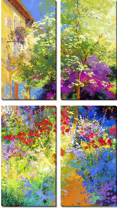 Модульная картина Летний сад с цветами №52