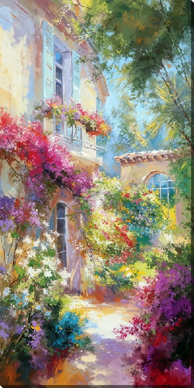 Картина маслом Летний сад с цветами №53