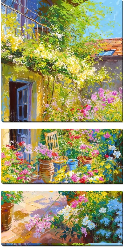 Модульная картина Летний сад с цветами №54