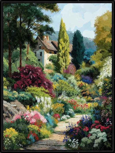 Картина Летний сад с цветами №64