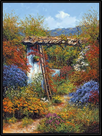 Картина Летний сад с цветами №65