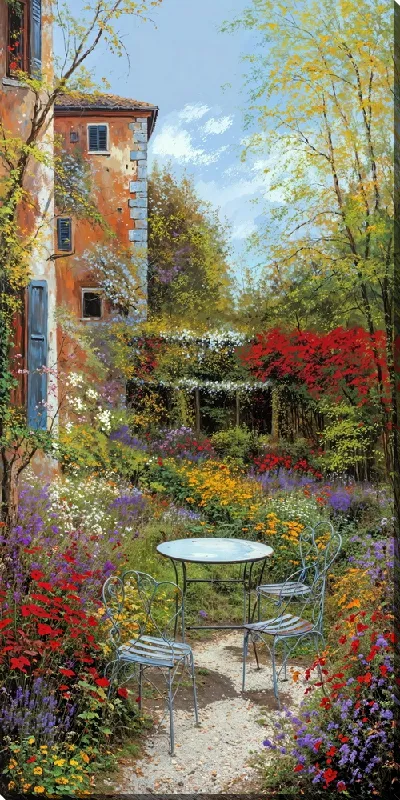 Картина маслом Летний сад с цветами №69