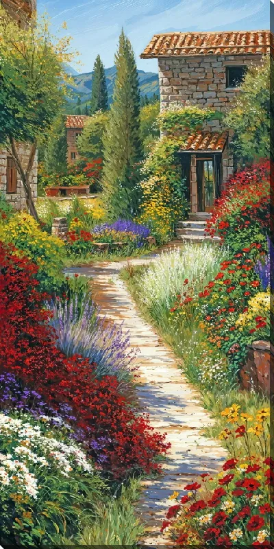 Картина маслом Летний сад с цветами №71