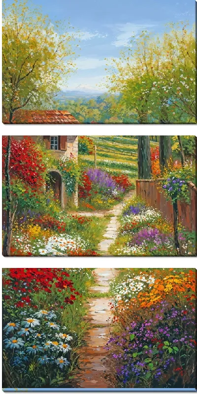 Модульная картина Летний сад с цветами №72