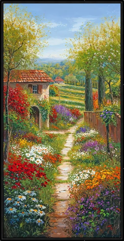 Картина Летний сад с цветами №72