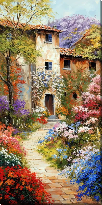 Картина маслом Летний сад с цветами №73