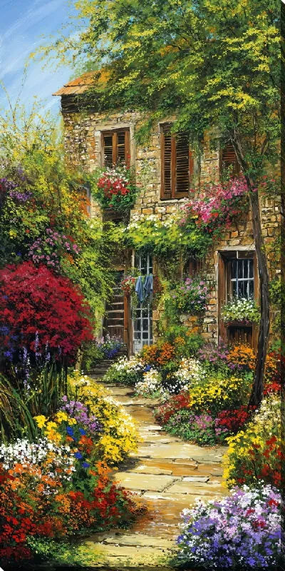 Картина маслом Летний сад с цветами №74