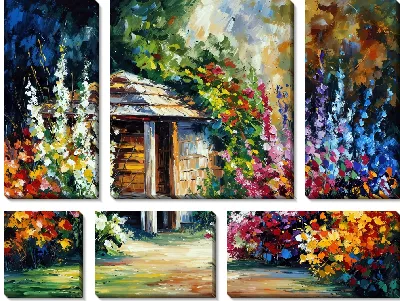 Картина Летний сад с цветами №88