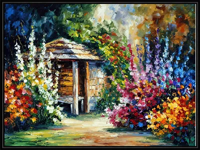 Картина Летний сад с цветами №88