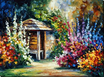 Картина Летний сад с цветами №88